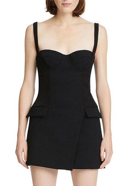 BELTED STRAP BUSTIER MINI BLACK