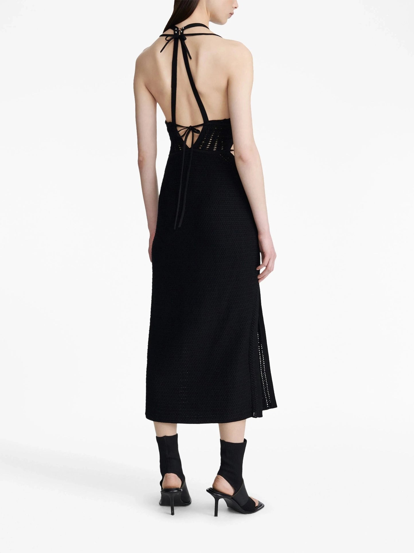 CROCHET TIE BUTTERFLY DRESS BLACK