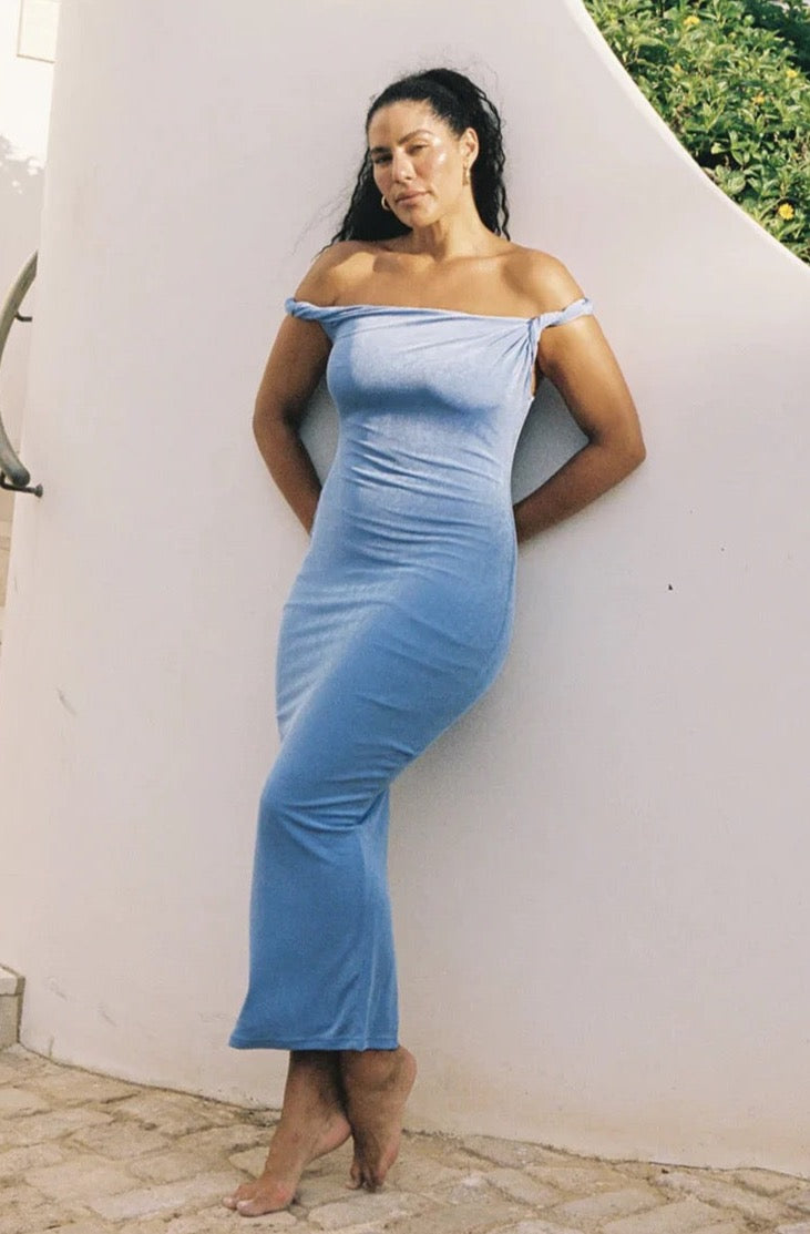 THE LONG POPPY DRESS BLUE