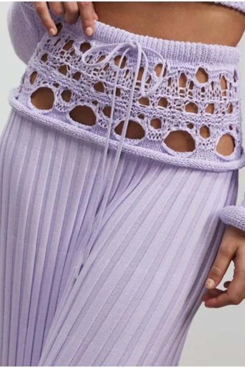 CROCHET LONG SLEEVE KNIT SET LILAC