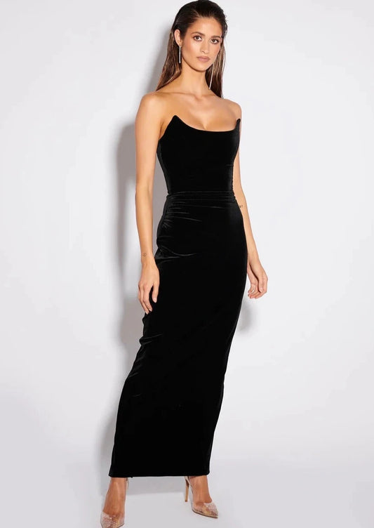 KOI VELVET GOWN BLACK