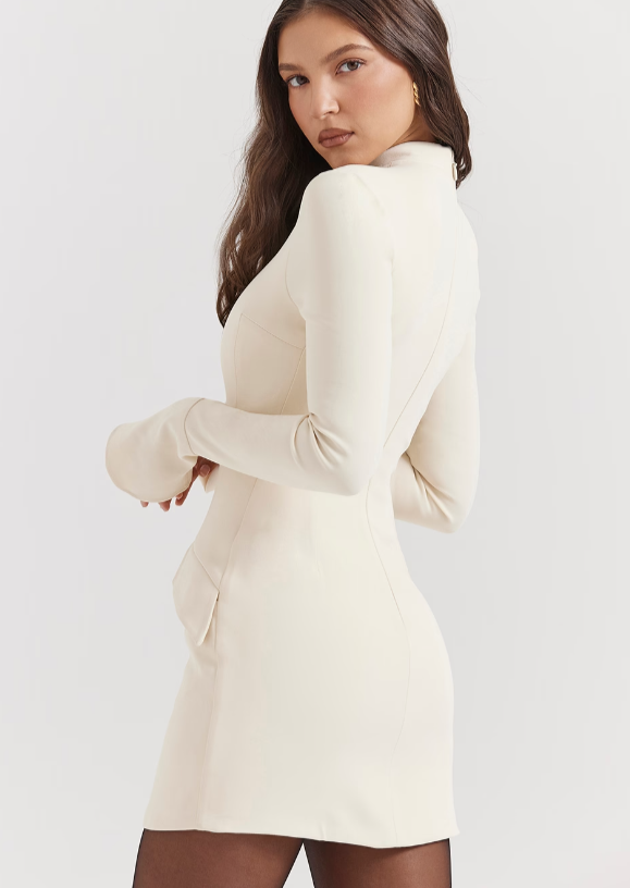 MAHALIA LONG SLEEVE MINI VINTAGE CREAM