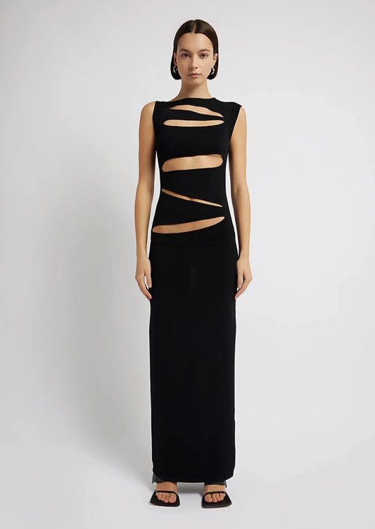 SLASHED KNIT DRESS