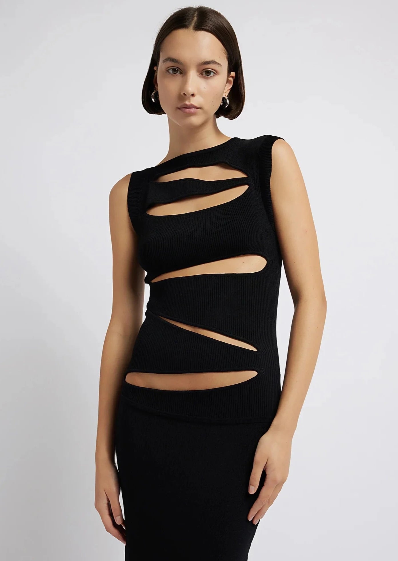 SLASHED KNIT DRESS