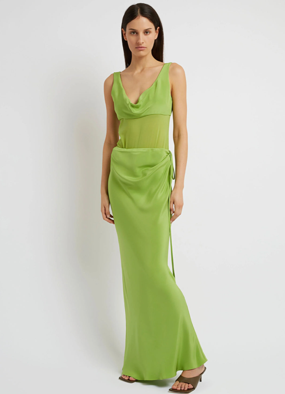 SHEER TORSO DRESS - GREEN