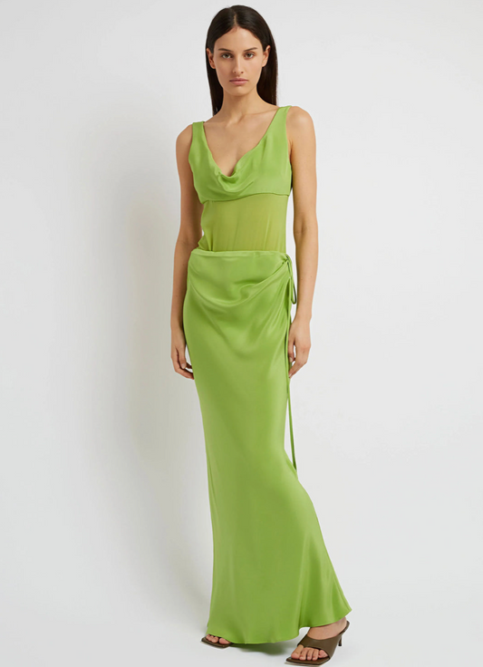 SHEER TORSO DRESS - GREEN