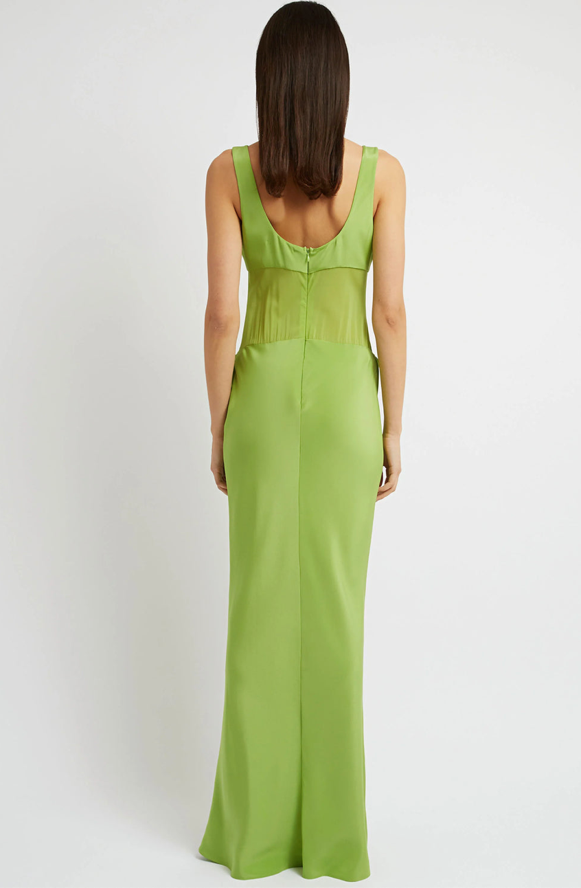 SHEER TORSO DRESS - GREEN