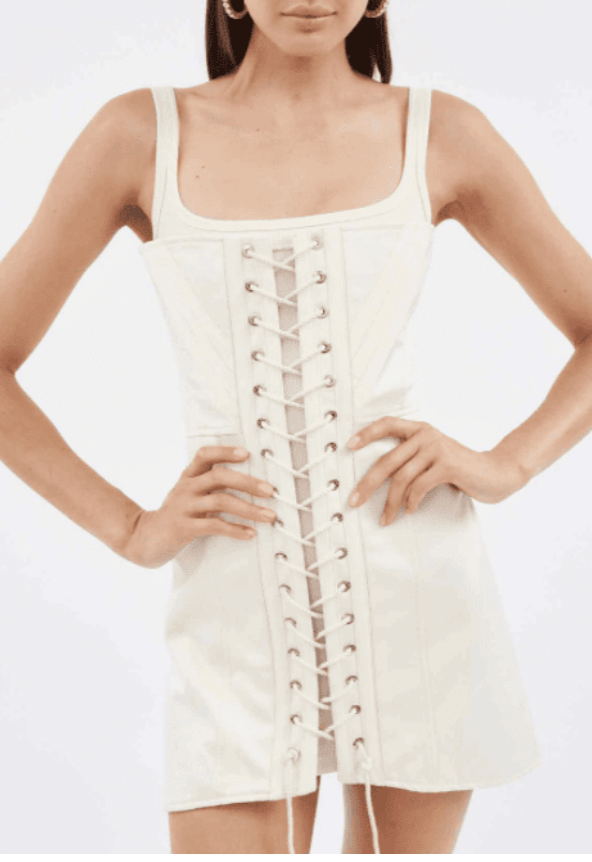 LACED UTILITY MINI CORSET DRESS