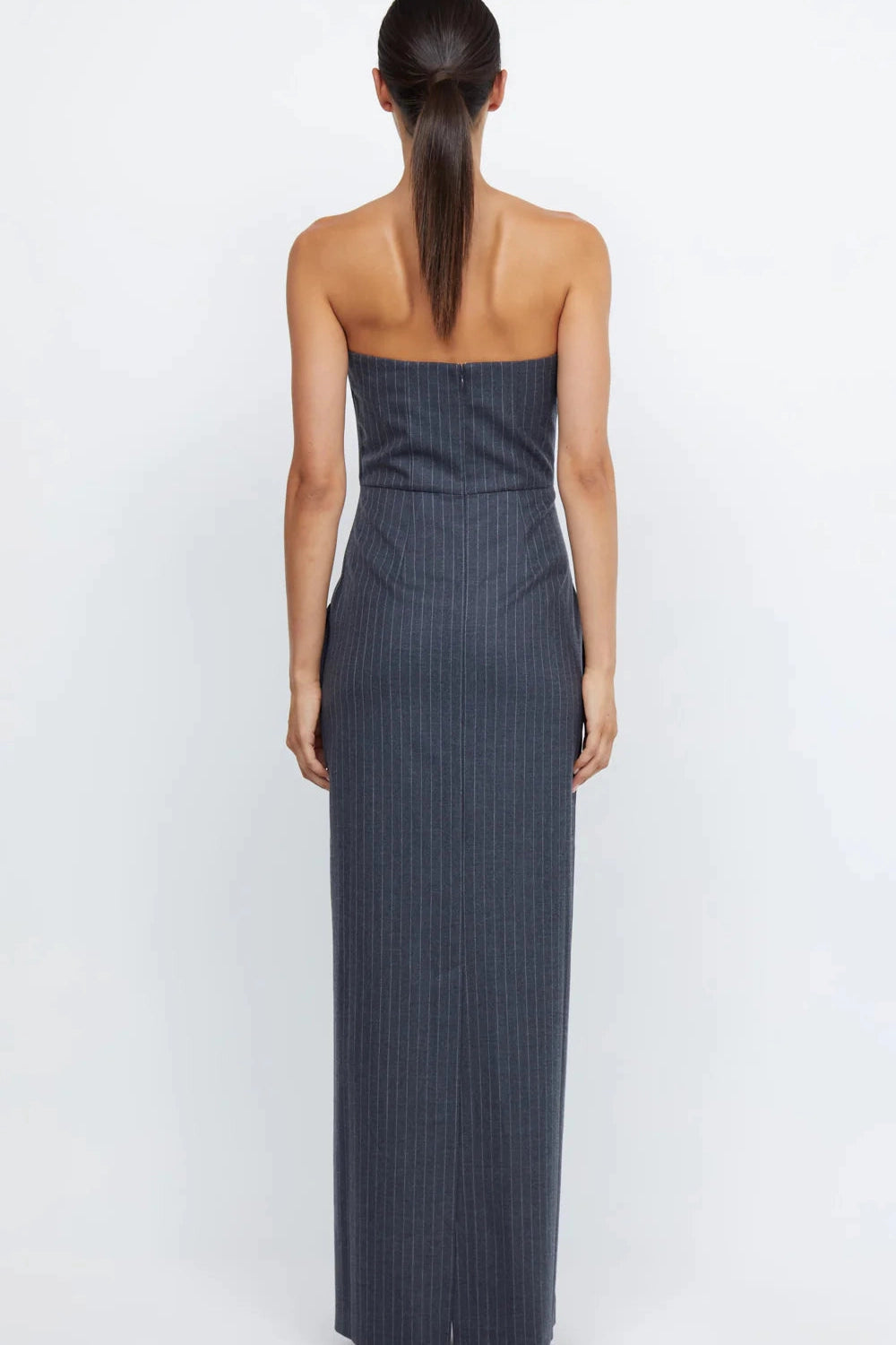 PINE STRAPLESS PINSTRIPE MAXI