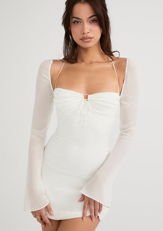 BABYDOLL CHIFFON HALTER MINI IVORY