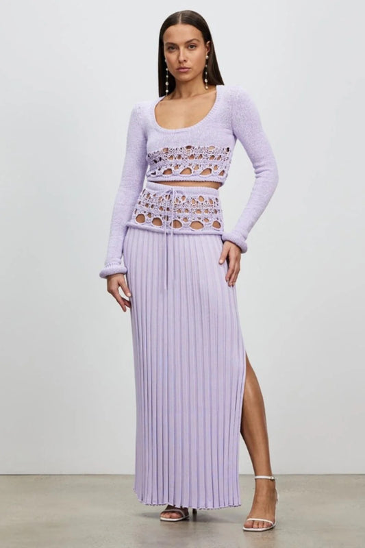 CROCHET LONG SLEEVE KNIT SET LILAC