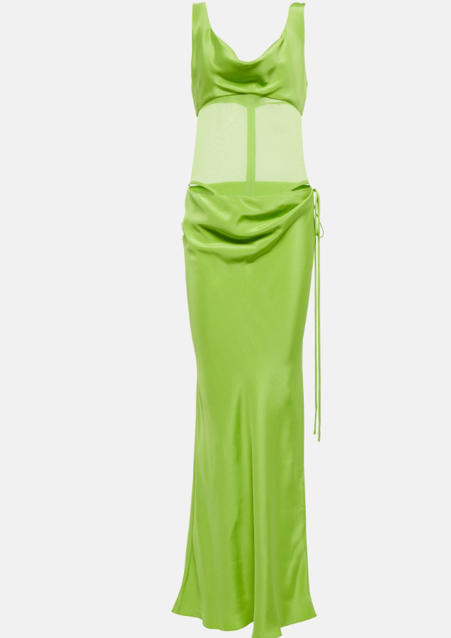 SHEER TORSO DRESS - GREEN