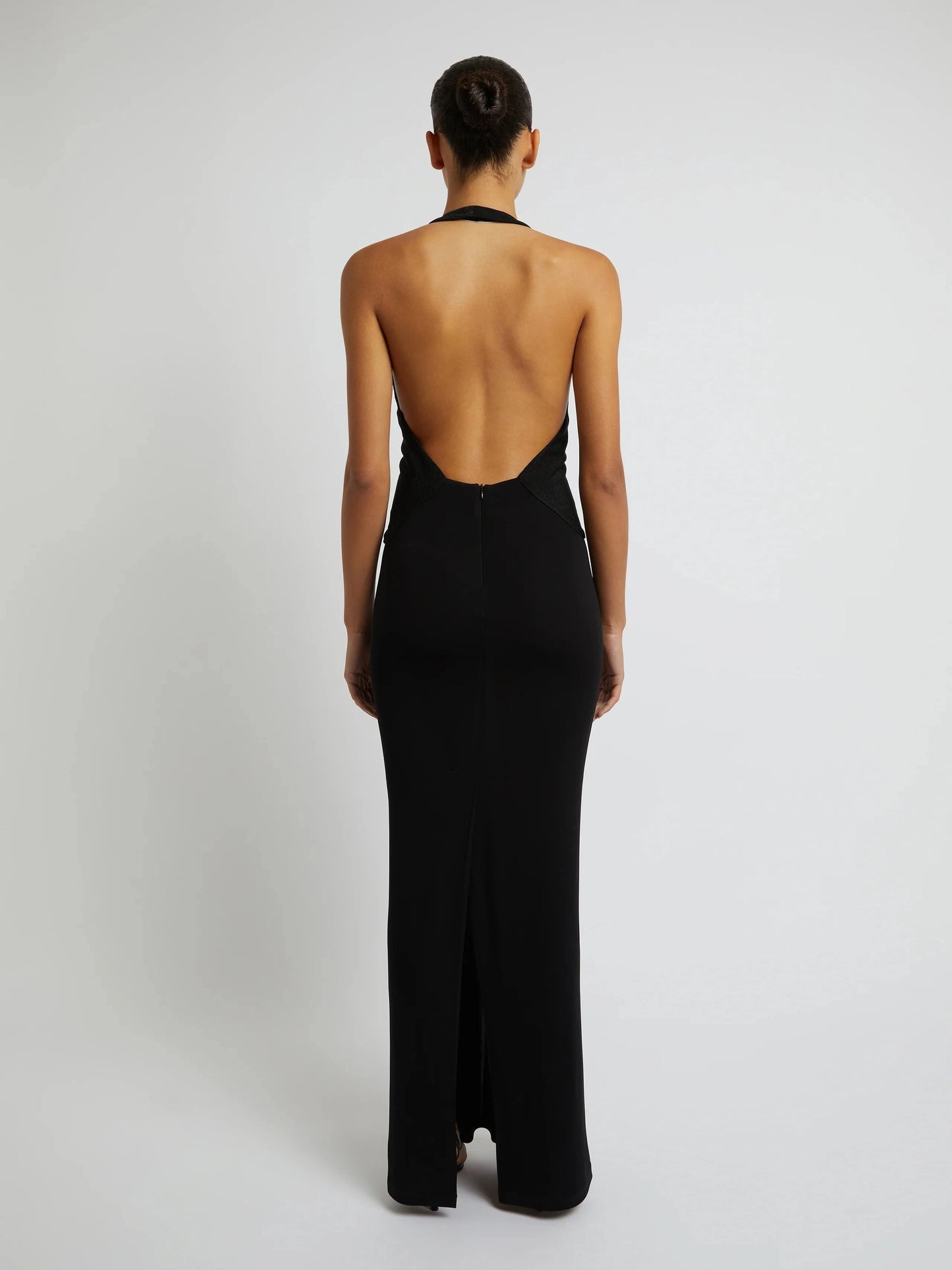 TAILORED SLOPED HALTER DRESS BLACK